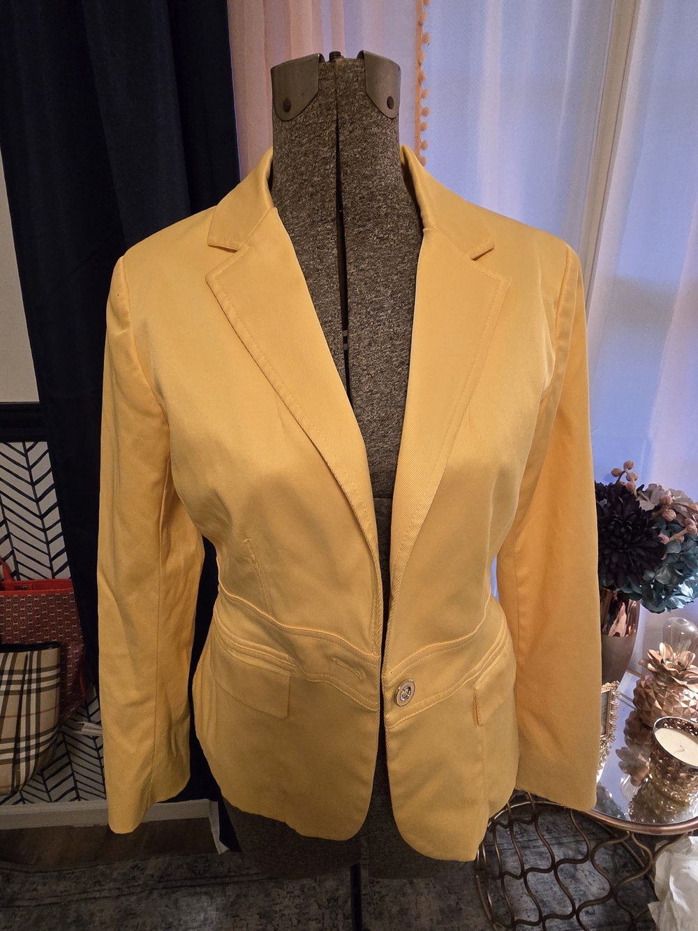 New York & Company Sunny Yellow Single-Button Blazer